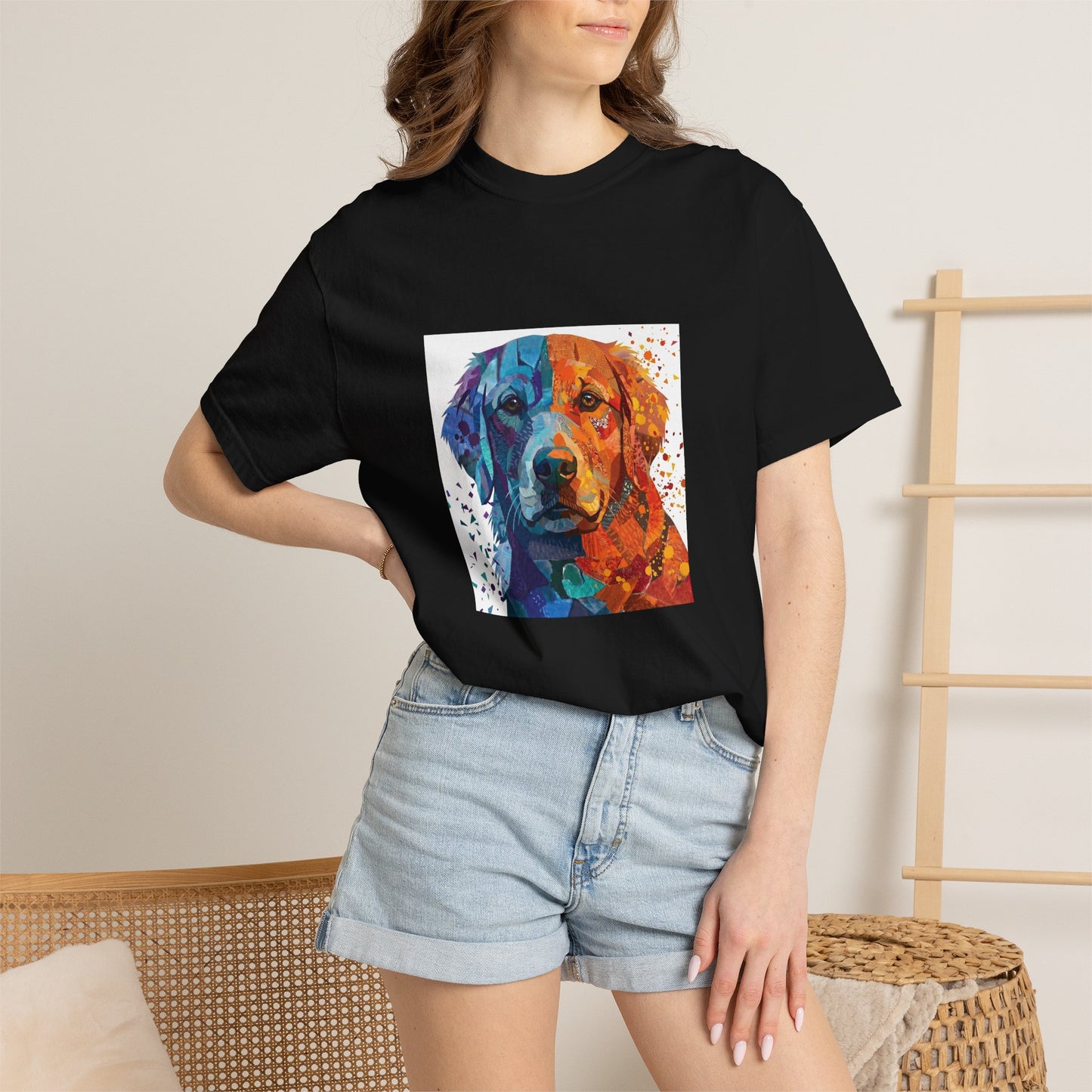 Golden Retriever Abstract Art Graphic T-Shirt - Colorful Pop Art Dog Tee