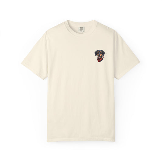 Minimalist Dachshund Pocket-Style Graphic T-Shirt - Cute Wiener Dog Printed Tee