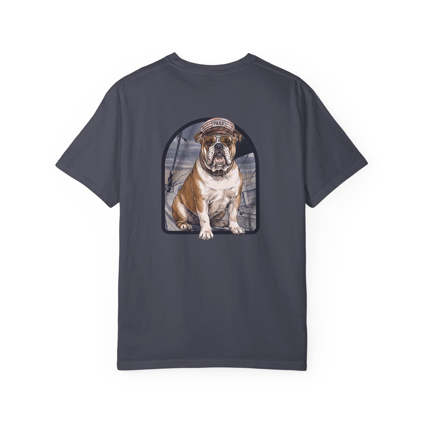 Cool English Bulldog Sailor Captain T-Shirt - Double-Sided Dog Tee
