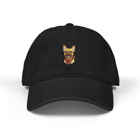 French Bulldog Washed Denim Baseball Cap - Vintage Frenchie Dad Hat