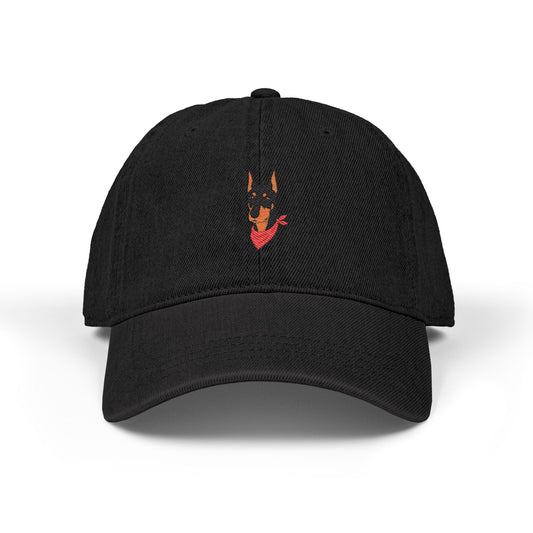 Doberman Washed Cotton Baseball Cap - Vintage Dog Dad Hat