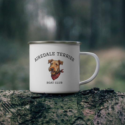Airedale Terrier Boat Life Enamel Camp Mug | Nautical Dog Coffee Cup