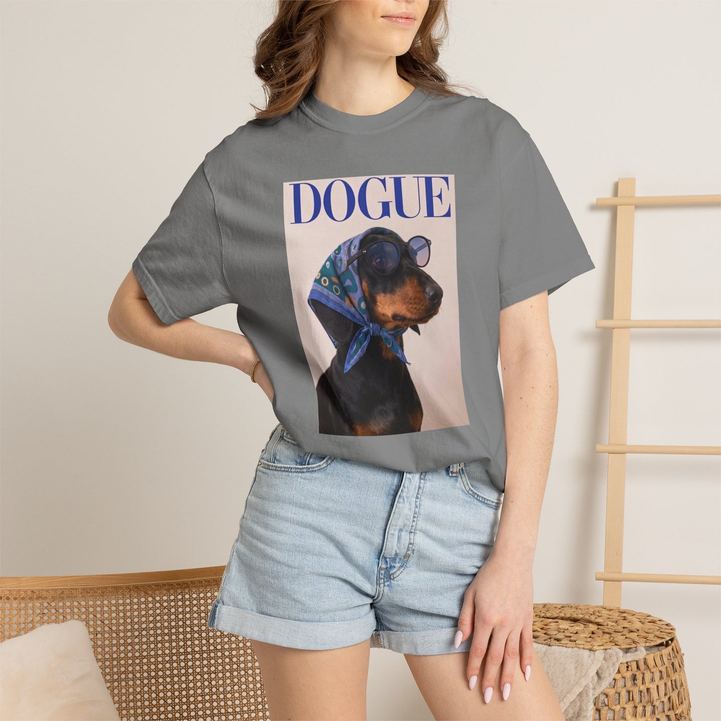 "DOGUE" Dachshund Fashion Magazine Graphic T-Shirt - Funny Wiener Dog Tee