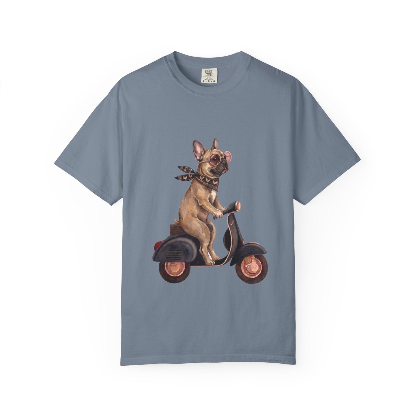 French Bulldog Riding Vintage Scooter T-Shirt - Cool Frenchie Graphic Tee