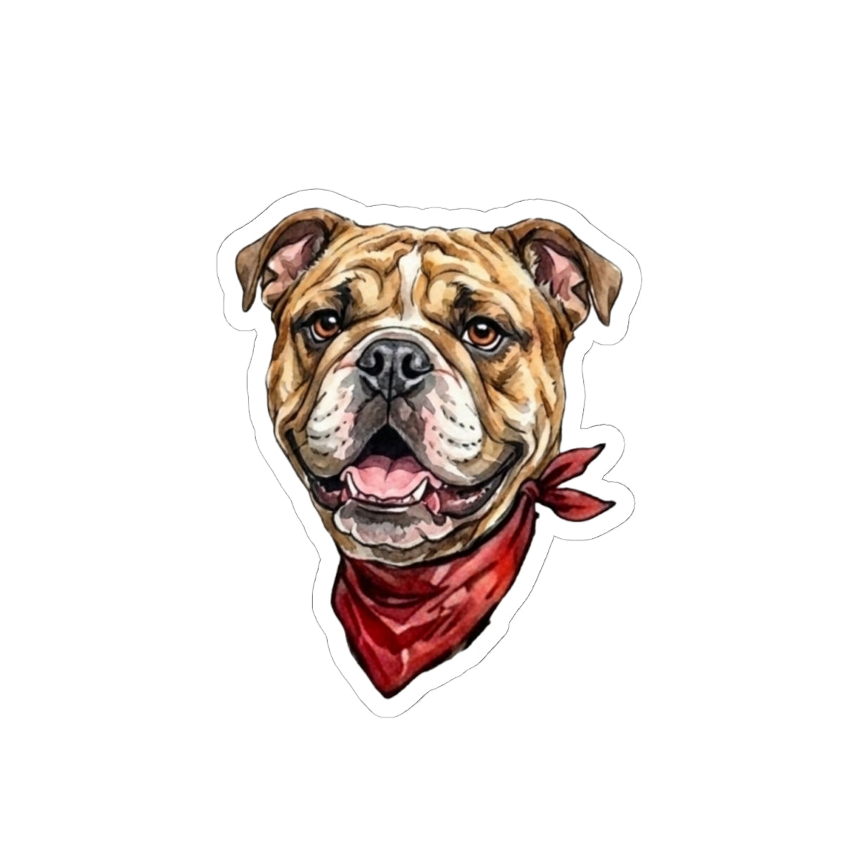 Cute English Bulldog with Red Bandana Vinyl Sticker - Waterproof Dog Decal