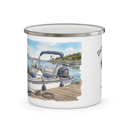 Dachshund on Boat Camping Mug - Coastal Wiener Dog Watercolor Enamel Mug