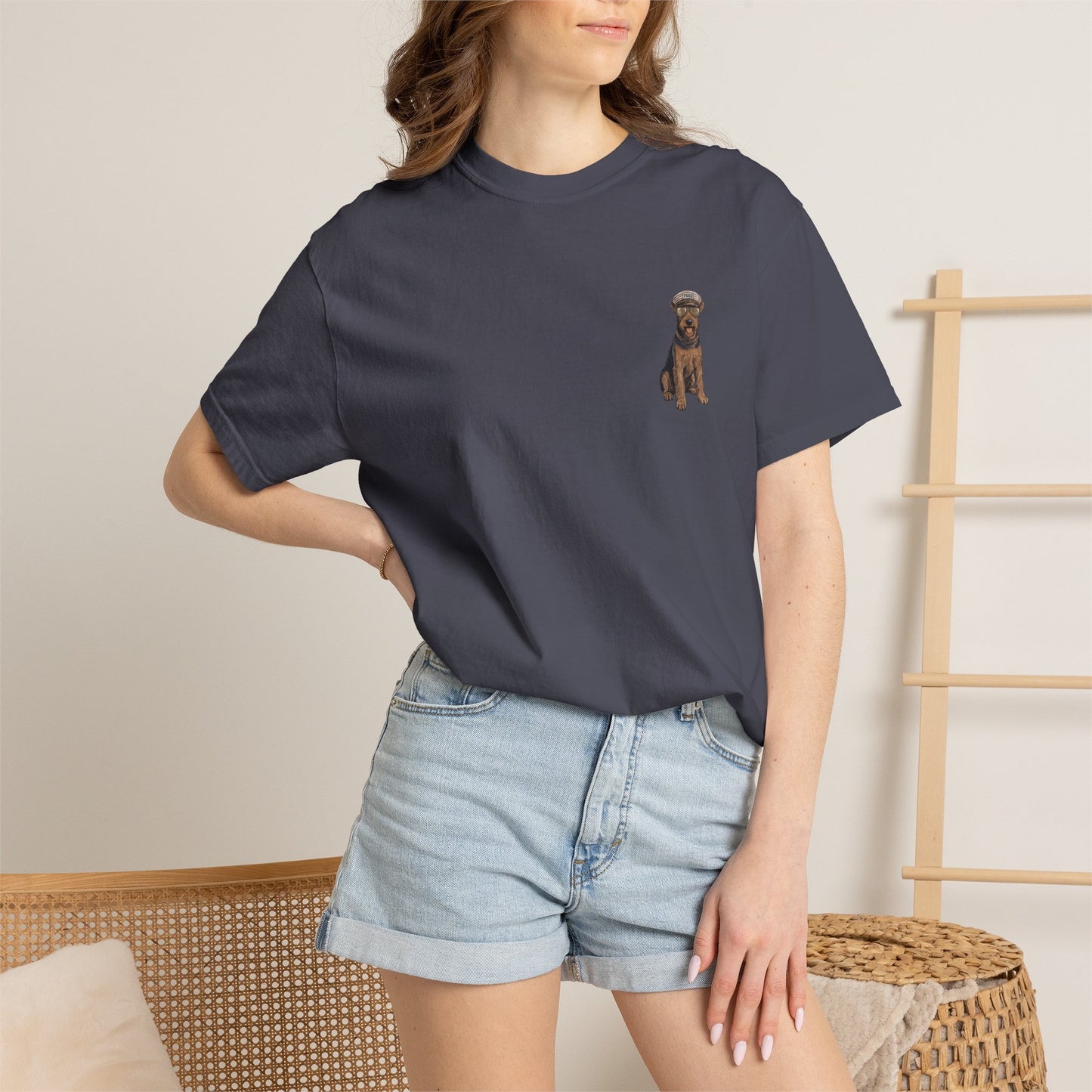 Cool Airedale Terrier Sailor Captain T-Shirt - Double-Sided Dog Tee