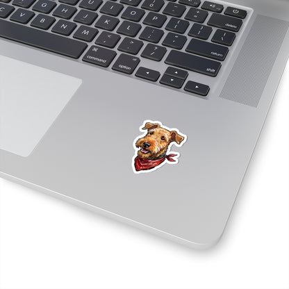 Airedale Terrier Sticker with Red Bandana | Cute Dog Vinyl Decal