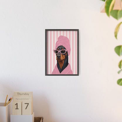 Doberman Bathroom Poster - Funny Dog Spa Wall Art
