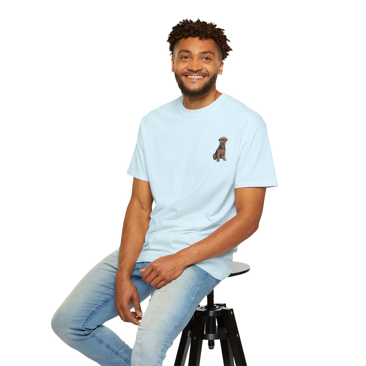 Cool Airedale Terrier Sailor Captain T-Shirt - Double-Sided Dog Tee