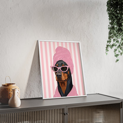 Doberman Bathroom Poster - Funny Dog Spa Wall Art