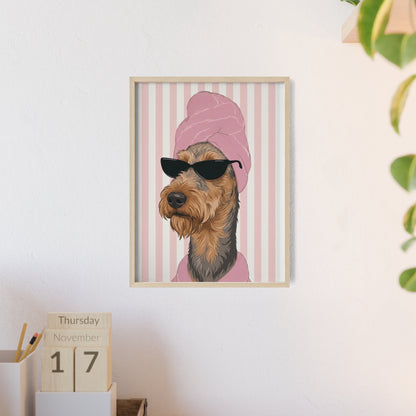 Airedale Terrier Bathroom Art Decor | Funny Dog Spa Poster & Canvas