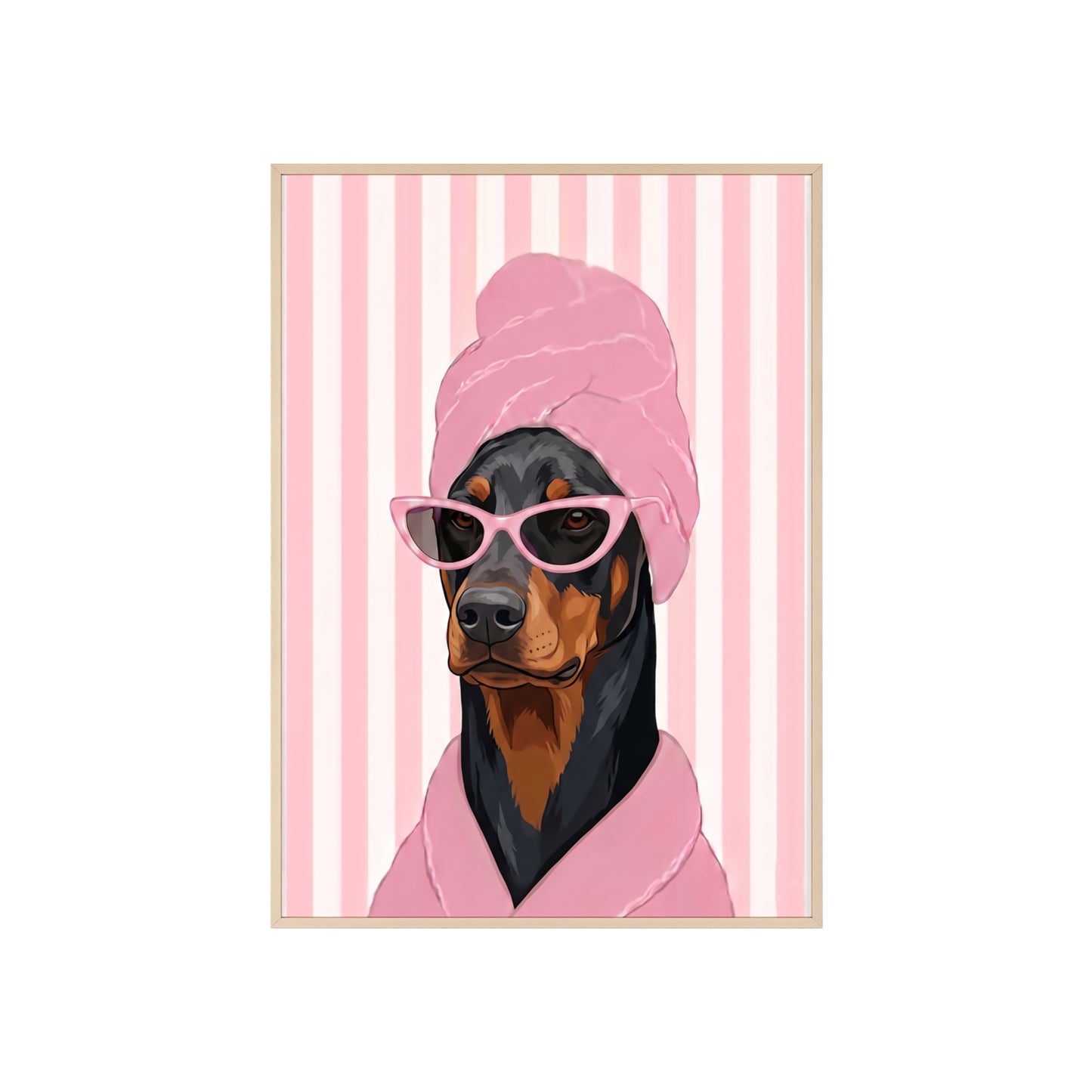 Doberman Bathroom Poster - Funny Dog Spa Wall Art