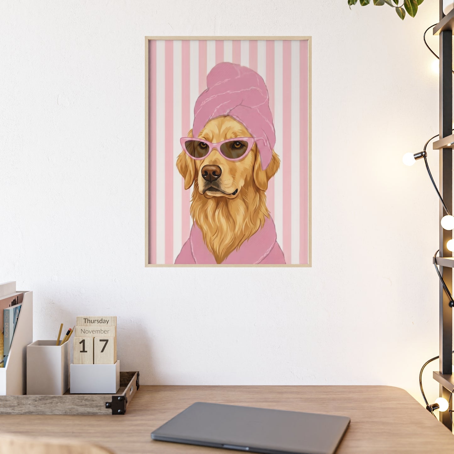 Golden Retriever Bathroom Poster - Funny Dog Spa Art