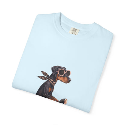 Doberman Pinscher Riding Retro Scooter Watercolor T-Shirt