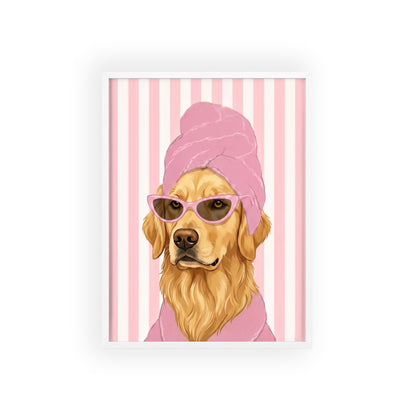 Golden Retriever Bathroom Poster - Funny Dog Spa Art