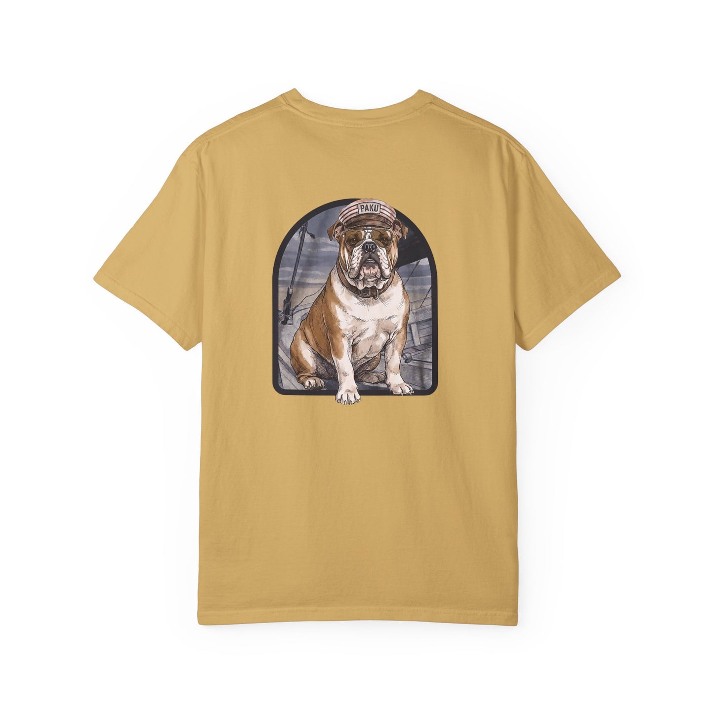 Cool English Bulldog Sailor Captain T-Shirt - Double-Sided Dog Tee