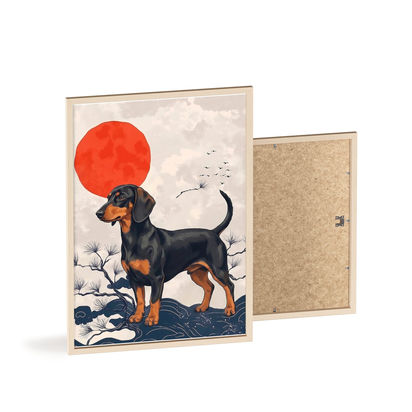 Japanese Ukiyo-e Style Dachshund Poster - Elegant Wiener Dog Wall Art