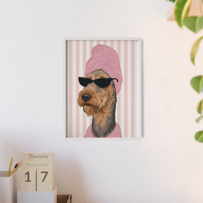 Airedale Terrier Bathroom Art Decor | Funny Dog Spa Poster & Canvas