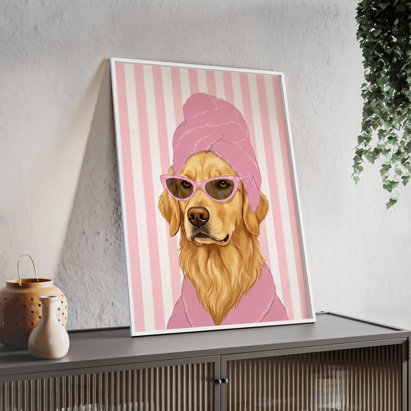 Golden Retriever Bathroom Poster - Funny Dog Spa Art