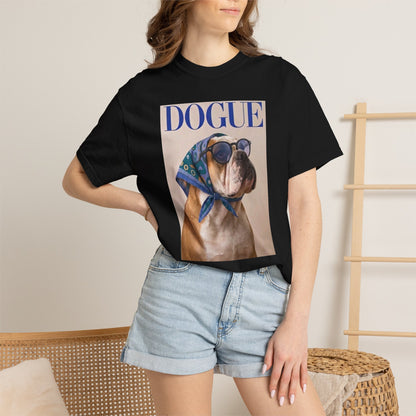 Funny English Bulldog DOGUE Magazine Cover Parody T-Shirt - Chic Dog Tee