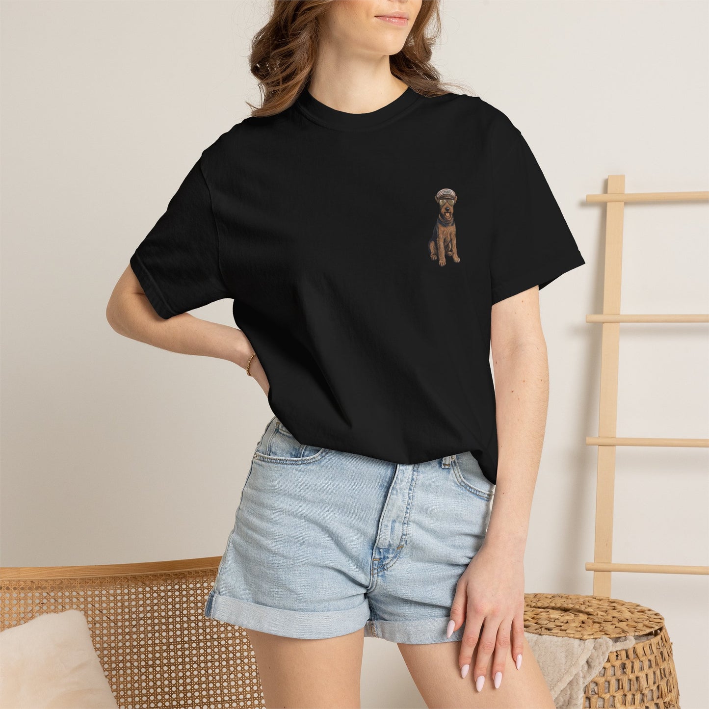 Cool Airedale Terrier Sailor Captain T-Shirt - Double-Sided Dog Tee
