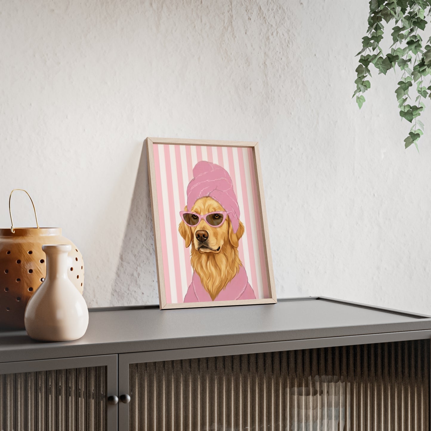 Golden Retriever Bathroom Poster - Funny Dog Spa Art