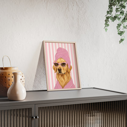 Golden Retriever Bathroom Poster - Funny Dog Spa Art