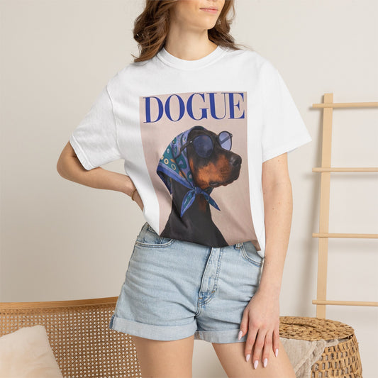 Doberman DOGUE Magazine Graphic T-Shirt - Funny Dog Tee