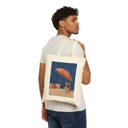 French Bulldog Beach Day Vintage Art Tote Bag | Cute Frenchie Summer Bag