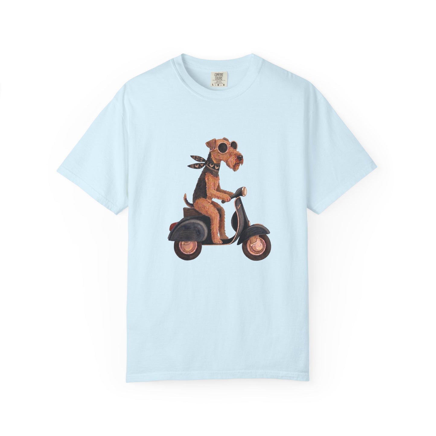 Scooter Airedale Terrier Graphic T-Shirt — Cute Riding Puppy Tee