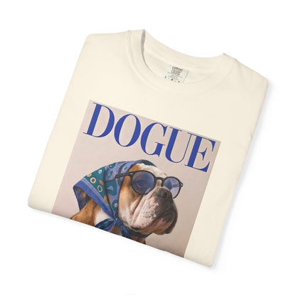 Funny English Bulldog DOGUE Magazine Cover Parody T-Shirt - Chic Dog Tee