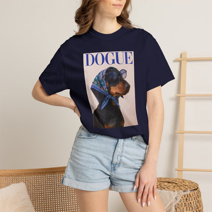 "DOGUE" Dachshund Fashion Magazine Graphic T-Shirt - Funny Wiener Dog Tee