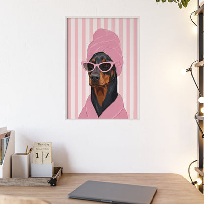 Doberman Bathroom Poster - Funny Dog Spa Wall Art