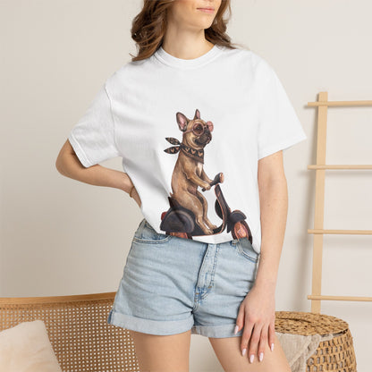 French Bulldog Riding Vintage Scooter T-Shirt - Cool Frenchie Graphic Tee