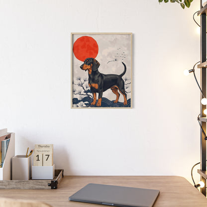 Japanese Ukiyo-e Style Dachshund Poster - Elegant Wiener Dog Wall Art