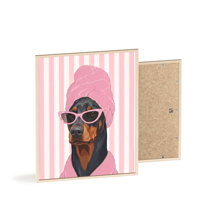 Doberman Bathroom Poster - Funny Dog Spa Wall Art