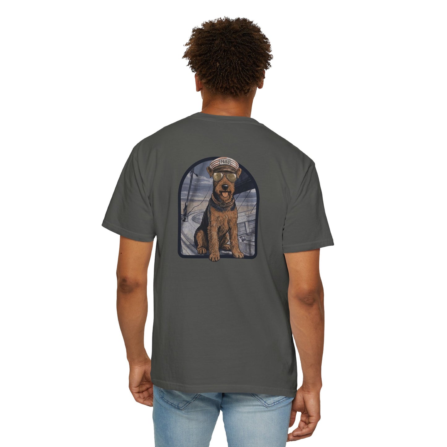 Cool Airedale Terrier Sailor Captain T-Shirt - Double-Sided Dog Tee