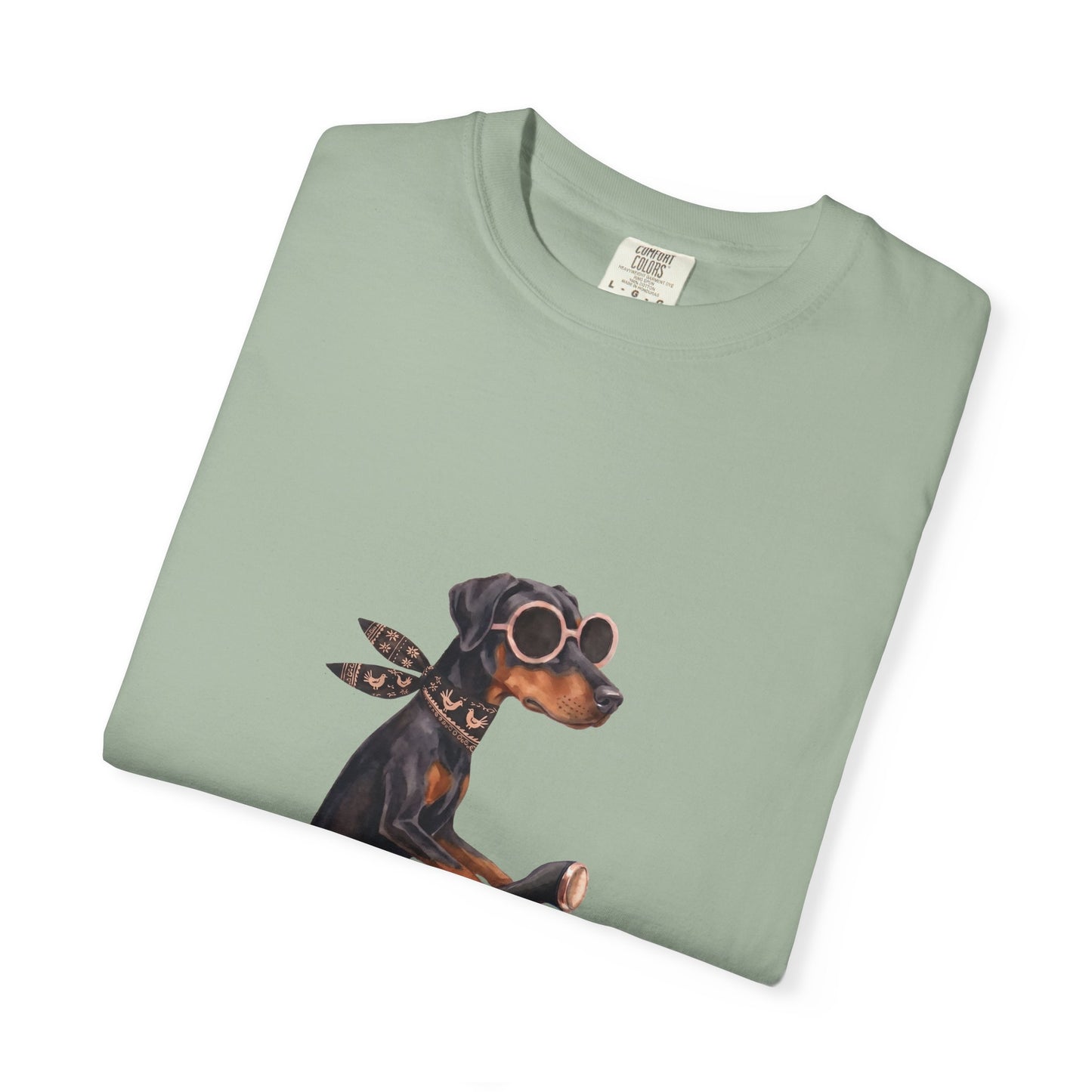 Doberman Pinscher Riding Retro Scooter Watercolor T-Shirt