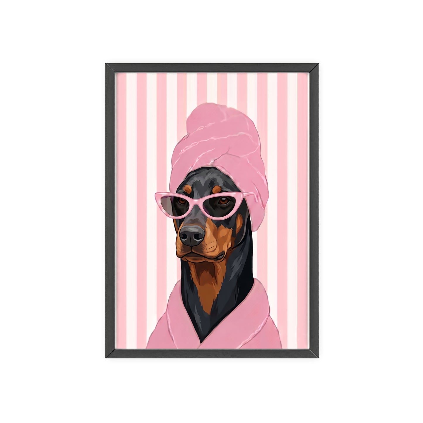 Doberman Bathroom Poster - Funny Dog Spa Wall Art