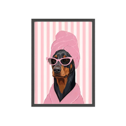 Doberman Bathroom Poster - Funny Dog Spa Wall Art