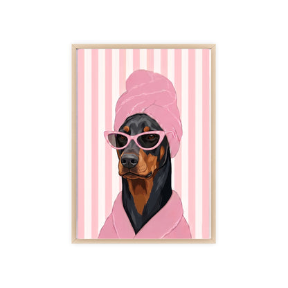 Doberman Bathroom Poster - Funny Dog Spa Wall Art