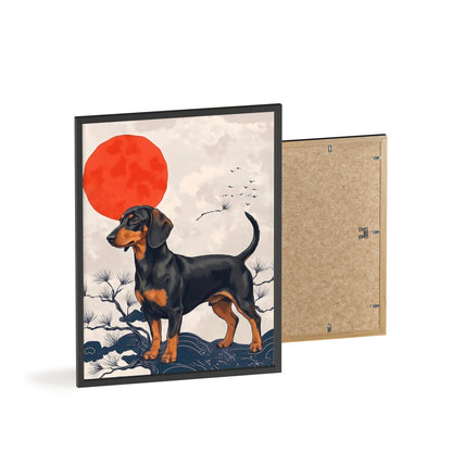 Japanese Ukiyo-e Style Dachshund Poster - Elegant Wiener Dog Wall Art