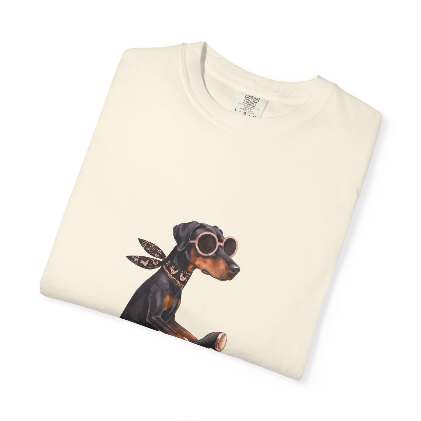 Doberman Pinscher Riding Retro Scooter Watercolor T-Shirt