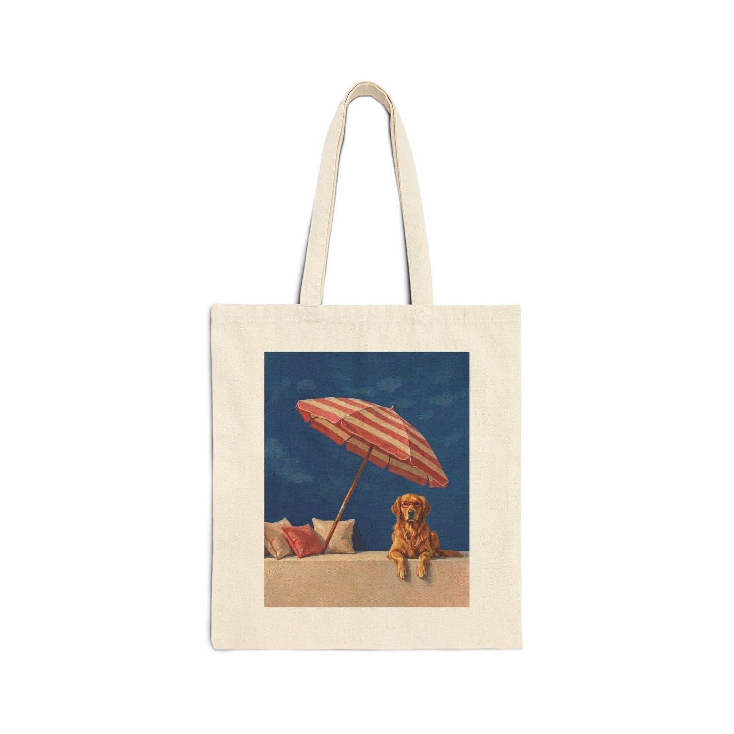 Golden Retriever Beach Day Vintage Art Tote Bag | Cute Golden Summer Bag