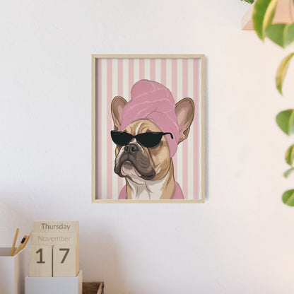 French Bulldog Bathroom Poster - Funny Frenchie Spa Wall Art