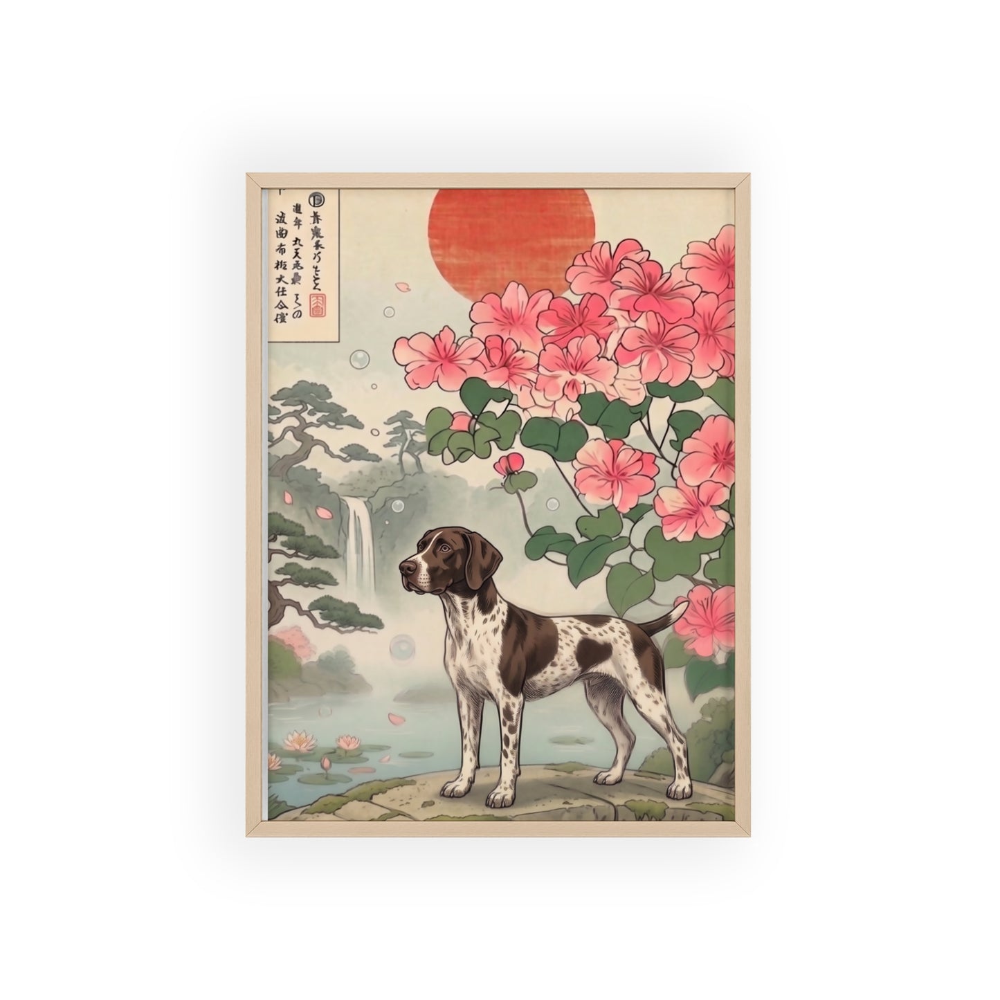 German Shorthaired Pointer Japanese Style Art Poster - GSP Ukiyo-e Wall Art