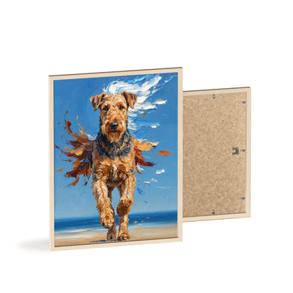 Airedale Terrier Beach Day Poster - Dynamic Dog Oil Painting Art