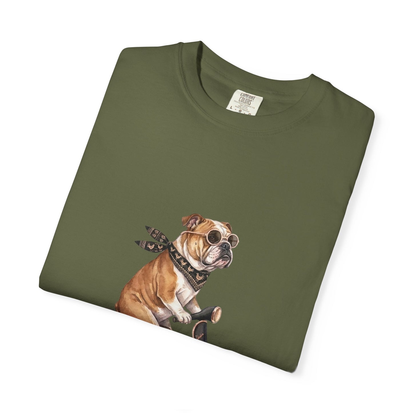 Funny English Bulldog Riding Vintage Scooter T-Shirt - Retro Dog Graphic Tee