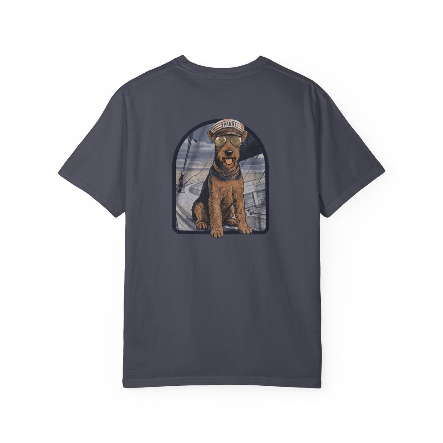 Cool Airedale Terrier Sailor Captain T-Shirt - Double-Sided Dog Tee